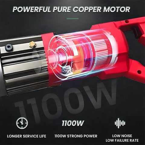 Heavy Duty Electric Hydraulic Rebar Bender With Powerful Piston For Bending Steel Up To 22mm close-up of 1100W copper motor.