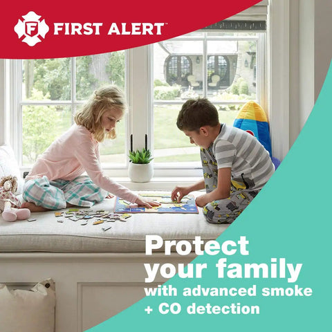 Children playing with a puzzle indoors, highlighting the importance of a Hardwired Smoke And Carbon Monoxide Combo Detector With Adapter Plugs For No Sweat Swap Install And Ten Year Battery Backup Keeps The Fam Secure Without Any Wiring Headaches.