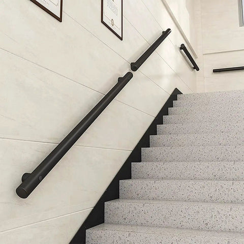 Modern Wall Mounted Stainless Steel Handrail For Indoor Stairs Extra Tough Rust Resistant Banister No Sweat Install Super Tactile Hold Dead Nuts Secure Home Safety Rail on stairway.