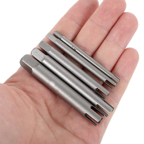 Premium Steel Screw Extractor Kit 2 To 6 Pcs Pull Out Broken Or Stripped Bolts Fast For DIY Pros And Home Repair Jobs That Need Serious Grit. steel extractors in hand
