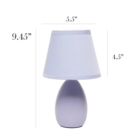 Super Cute Mini Blue Egg Oval Ceramic Table Desk Lamp With Matching Fabric Shade perfect for any room, dimensions shown