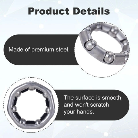 Close-up of Six Pack Bicycle Crank Bearing Set 5/16 Inch 7 Balls 38 OD 24 ID 8 MM Ball Size Replacement Bottom Bracket Bearings detail
