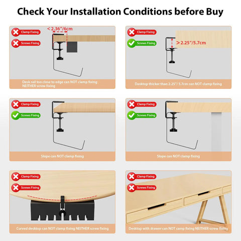 Installation guide for Heavy Duty Under Desk Cable Management Tray With No Drill C Clamp And Screw Mount 17 Inch Metal Cord Organizer