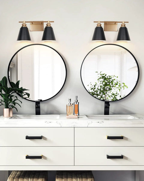 Black And Gold 3 Light Vanity Light For Bathroom Over Mirror 23 Inch Sleek Modern Farmhouse Wall Sconce With Metal Shade Elevates Decor