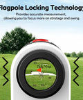 Golf Rangefinder With Slope And Magnetic Mount 1200 To 1500 Yard Range Finder 7x Magnification Flag Lock Vibration shown in use