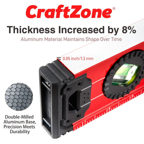 Heavy Duty Magnetic Spirit Level Set includes 12 24 and 40 inch aluminum bars with bold bubble vials and sleek design.