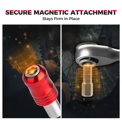 14 In 1 Bike Tool Kit With Portable Foldable Multitool Reversible Ratchet Wrench And 10 Bits magnetic attachment detail