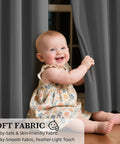 Baby playing with 100 Percent Blackout Door Curtain For Doorways And Open Closets, Privacy Temporary Door, Thermal Insulated Drapes In Grey, 34 W X 80 L Inches, 1 Panel, Ideal For Bedroom Kitchen Laundry Or Patio.