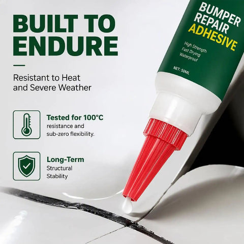 Two Pack Car Bumper Repair Adhesive Fixing Busted Plastic With Rock Solid Bonds And Easy Application for quick patching.