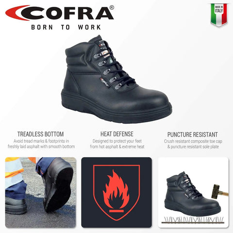 Leather Work Boot Built For Real Jobs Asphalt Ready With Heat Defender Nitrile Outsole Composite Safety Toe