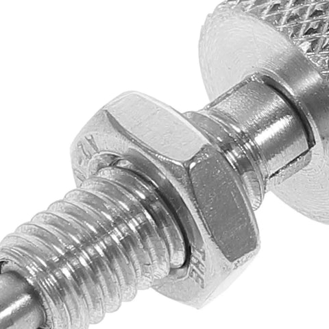 Close-up of Kickass Stainless Steel Indexing Plunger 2 Pack With Knurled Grip and Spring Loaded Locking Latch components.