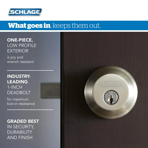 FB50 V GEO 609 Heavy Duty Single Cylinder Deadbolt And Keyed Entry Georgian Knob In Antique Brass shown with features list