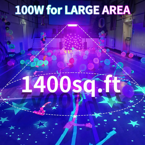 100W LED Black Light Bar IP66 Waterproof Outdoor Glow Lighting Kit with plug switch and six foot cord covering 1400 sq ft