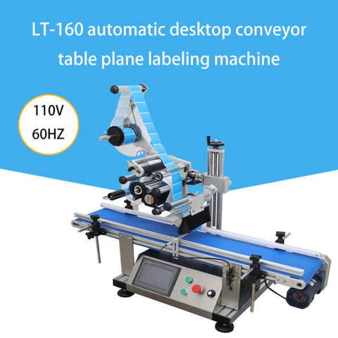 Heavy Duty Automatic Round Bottle Labeling Machine With Conveyor Desktop Applicator, LT-160 model for efficient labeling.