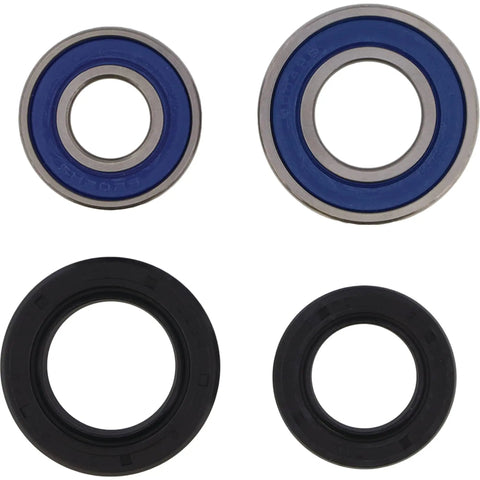 Premium High Performance Wheel Bearing Kit For Suzuki Lt Z400 And Lt 250r Atv 1985 Through 2014 with blue seals and black rubber covers.