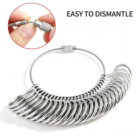 Must Have Ring Sizer Measuring Tool Kit With 27 Piece Stainless Steel Ring Size Set showing dismantling mechanism