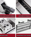 Heavy-Duty 6-Inch Bench Vise Rock Solid Alloy Steel Clamping Fixture With Wide Jaw Opening For Cnc Milling Grinding Machine Shop Workhorse Secure Tightening And Precision Holding showing hardened screw and precision slider details.