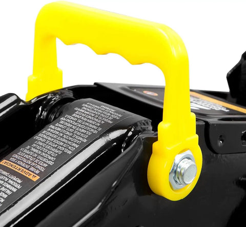 Handle detail of Heavy Duty Hydraulic Floor Jack And Two Adjustable Steel Jack Stands Featuring Two Ton Four Thousand Pound Lifting Power.
