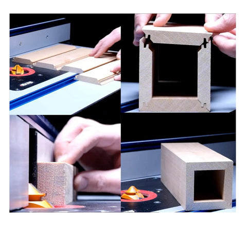 Lock Miter Router Bits And Tongue And Groove Set With One Quarter Inch Shank in action on woodworking project