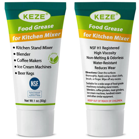 Food Grade Equipment Lubricant For Kitchen Appliances Like Stand Mixers Espresso Machines Beer Kegs Slushies And More Odorless NSF H1 Safe Grease 1 Oz 2 Pack front and back view