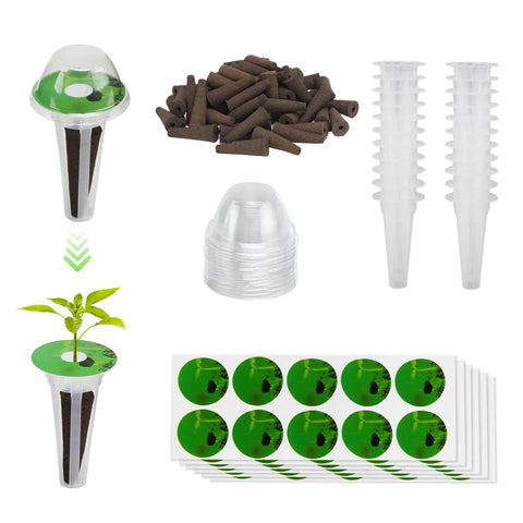 All In One 160 Piece Hydroponic Pods And Accessories Kit For Home Growers array including sponges, baskets, domes, labels