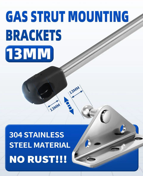 Badass 13Mm 304 Stainless Steel Ball Stud Mounting Brackets For Gas Strut Hardware showing 13mm mounts with no rust.