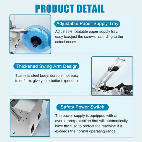 Detailed view of No Sweat Manual Round Bottle Labeling Machine And Adjustable Label Applicator showing adjustable tray and swing arm design.