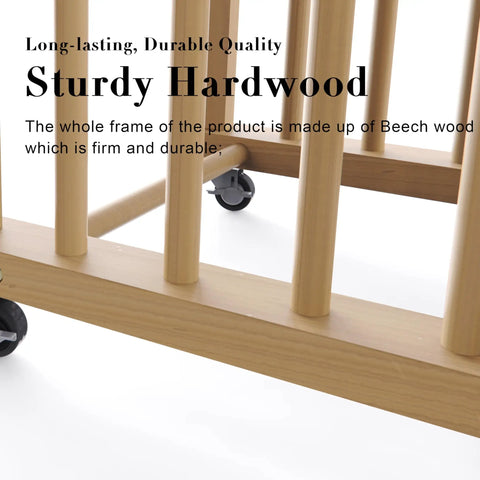 Rock Solid Beechwood Art Storage Rack With Locking Casters For Canvas Boards Frames And Drawing Panels Heavy Duty Studio Organizer showing sturdy beechwood frame and wheels.