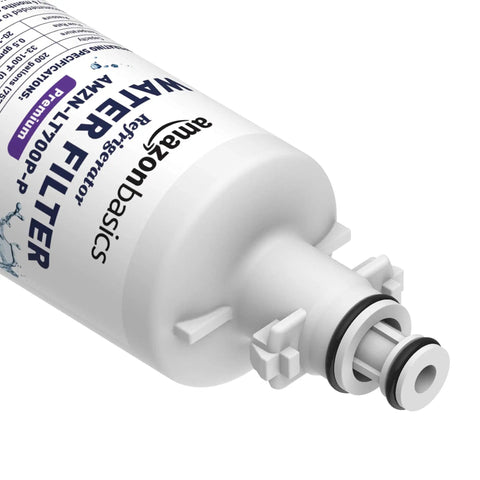 Close-up of LG LT700P Refrigerator Water Filter Replacement with Premium Coconut Shell Activated Carbon Filtration, 1 Pack