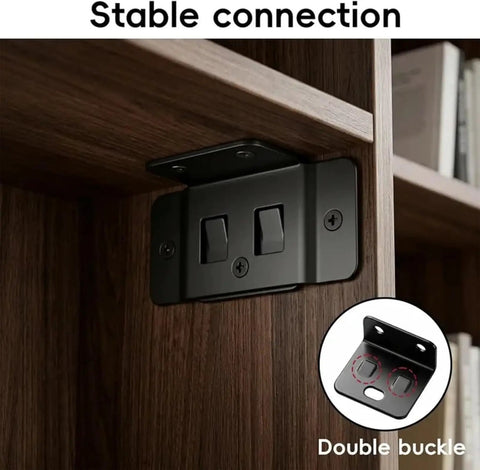 8 Pack Quick Fitting Furniture Joint Brackets Heavy Duty L Shape Corner Braces For Cabinets Shelves Bookcases Wardrobes White