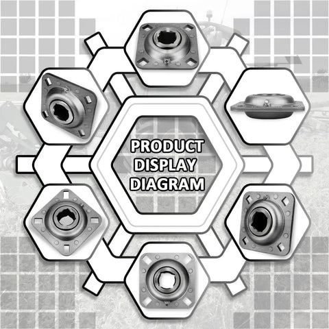 Diagram showing Beefed-Up Heavy Duty 1-1/4 Inch Square Bore Disc Harrow Flange Bearing Unit for farm gear