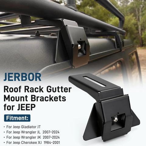 4 Piece Roof Rack Mounting Bracket Set For Jeep Wrangler JL JK 2007 2024 Gladiator JT Cherokee XJ 1984 2001 on vehicle