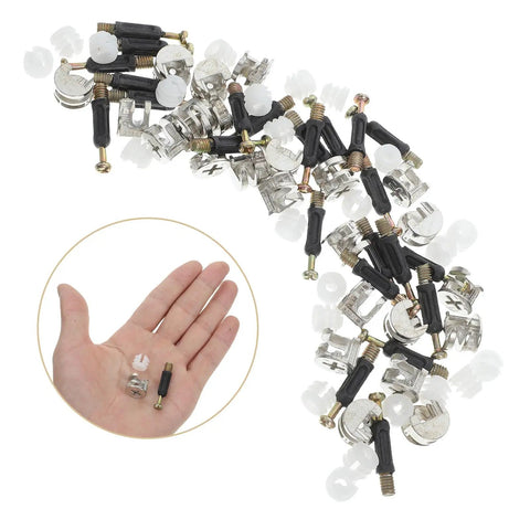 24 Piece Cam Lock Connector Kit With 35mm Rods Self Tapping Screws Eccentric Cam Bolts And Nuts For Cabinets Wardrobes And Furniture Assembly