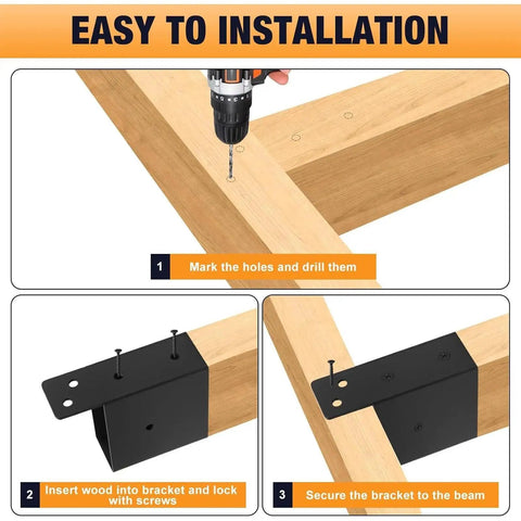 Heavy Duty Pergola Bracket Kit 4 Pack Steel Outdoor Support Brackets Built To Last For Garden Patio Deck Porch Sunroom Greenhouse DIY Projects And Outdoor Furniture Construction