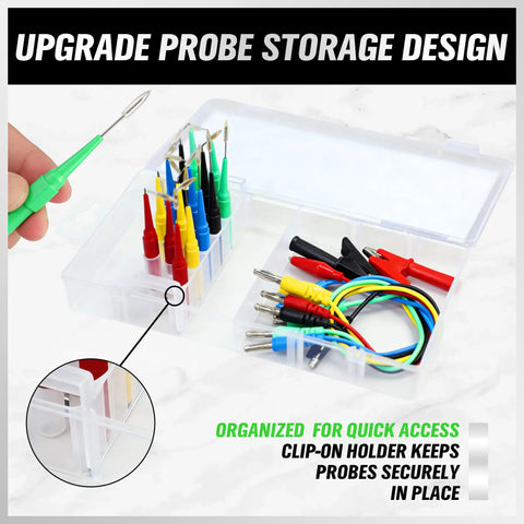 22 Piece Back Probe Kit With Color Coded Silicone Wires For Multimeter, Circuit Diagnosis And Automotive Testing in storage box