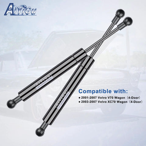 Heavy Duty Rear Hatch Struts To Kill That Droopy Tailgate Fast And Keep Your Rig Cruising Smooth Pair Of Gas Spring Lift Gate Shock Absorbers Direct Swap For Volvo V70 Xc70 2001 2007, showing two black gas struts with ball ends.