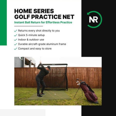 Launch Pro I Circle B Edition Golf Launch Monitor Bundle With The Net Return Home And Side Barriers in use outdoors