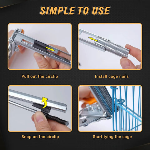 Nail Ring Pliers Kit With 1800 M Clips For Fencing Installation Wire Cage Clips And Fence Fastening One Handed Tool in use