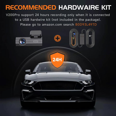 2.5K Front Dash Cam With 1.47 Inch Display, WiFi App Control recommended hardware kit shown above car