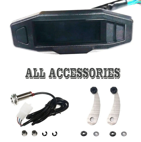 Universal Ride Ready Motorcycle Digital Speedometer With 6 Gear RPM Gauge And LCD VA Screen accessories and stainless steel bracket