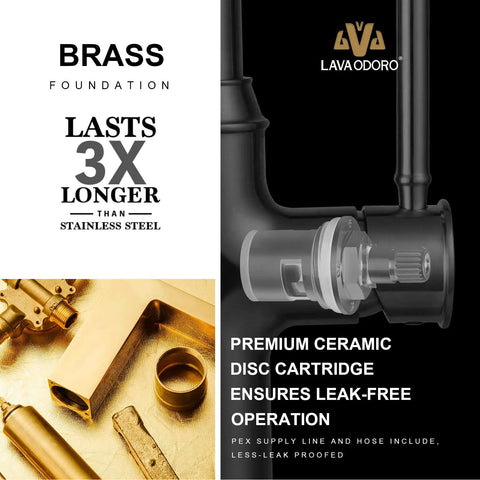 Oil Rubbed Bronze Pull Down Kitchen Faucet With Sprayer, Sleek Single Handle Design, brass foundation, ceramic disc cartridge