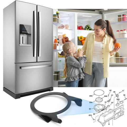 Replacement Refrigerator Ice Chute Assembly Fits Frigidaire Electrolux Crosley White Westinghouse Kenmore Gibson And More Easy Install Ice Maker Flap Door Bracket For Models Like GLRS234ZAW1 WRS6W1EW7 FRS6R3J black plastic ice chute assembly for side-by-side refrigerator dispenser