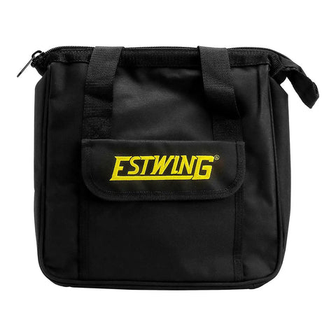 Pro Grade Pneumatic Brad Nailer Built Tough For Zero Stress Finish Work And Trim Install With An Adjustable Metal Belt Hook And Quick Connect Swivel Fitting For 18 Gauge 2 Inch Brads, durable black carrying bag.