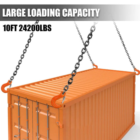 4 Leg Chain Sling For Lifting 1 Inch Chain With Hooks Heavy Duty 11 Ton 10 Foot Per Leg Rigging Kit lifting container