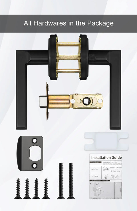 Matte Black Interior Door Handle Set With Privacy Lever For Bedroom And Bathroom Dope Modern Look with installation kit