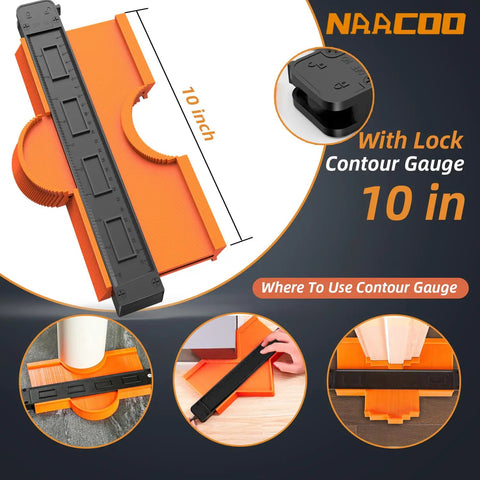 10 inch contour gauge from Pro 5 In 1 Flooring Installation Kit With Tapping Block Heavy Pull Bar 10 Inch Contour Gauge
