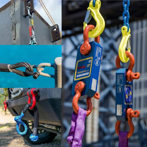 Alloy Steel Bow Shackle With Bolt Pin Anchor Type For Rigging And Lifting Up To WLL 55 Tons in various rigging setups