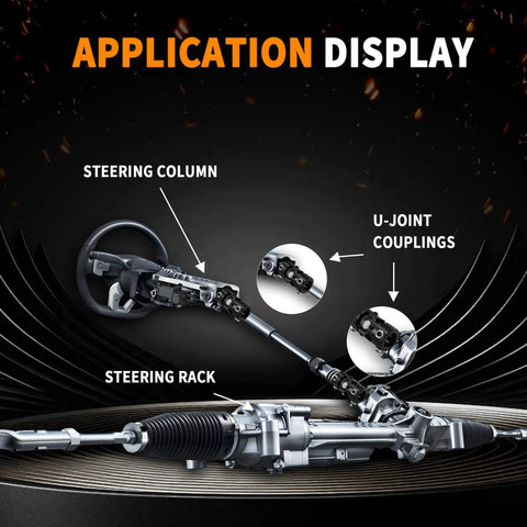 Pro Grade 1 Inch Round Black Steering Universal Joint Shaft For Gearheads, application display on steering column.