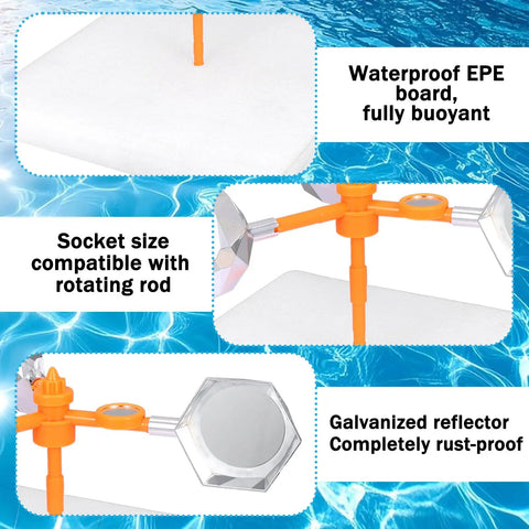 Floating Reflective Windmill Bird Deterrent For Pools And Backyards No Drama Quick And Humane Visual Solution shown with parts and reflector