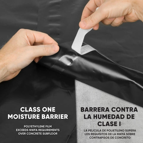 Moisture Barricade Underlayment Film for Vinyl Laminate SPC and Engineered Wood Floors 6 Mil Thick Polyethylene Vapor Barrier.